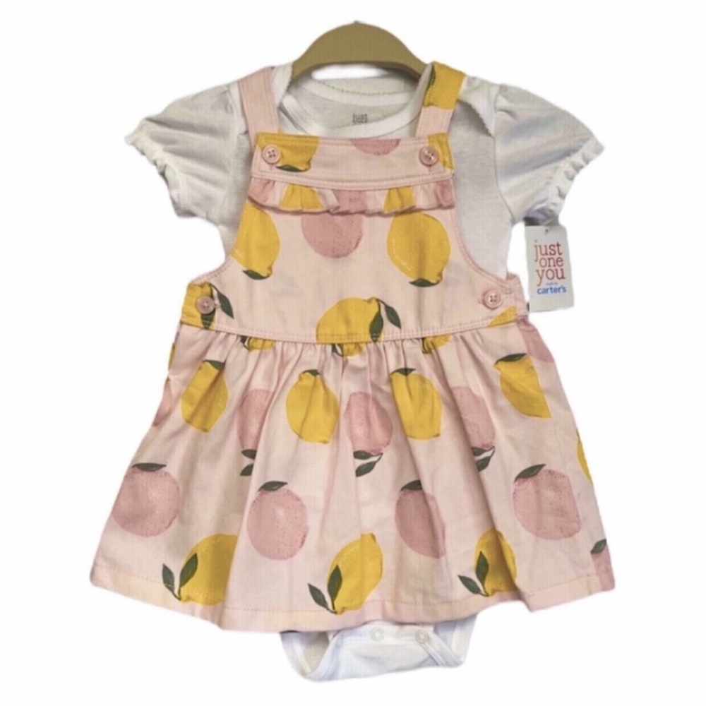 NEW! Carter's JOY citrus print 🍋 jumper/dress outfit 18 months